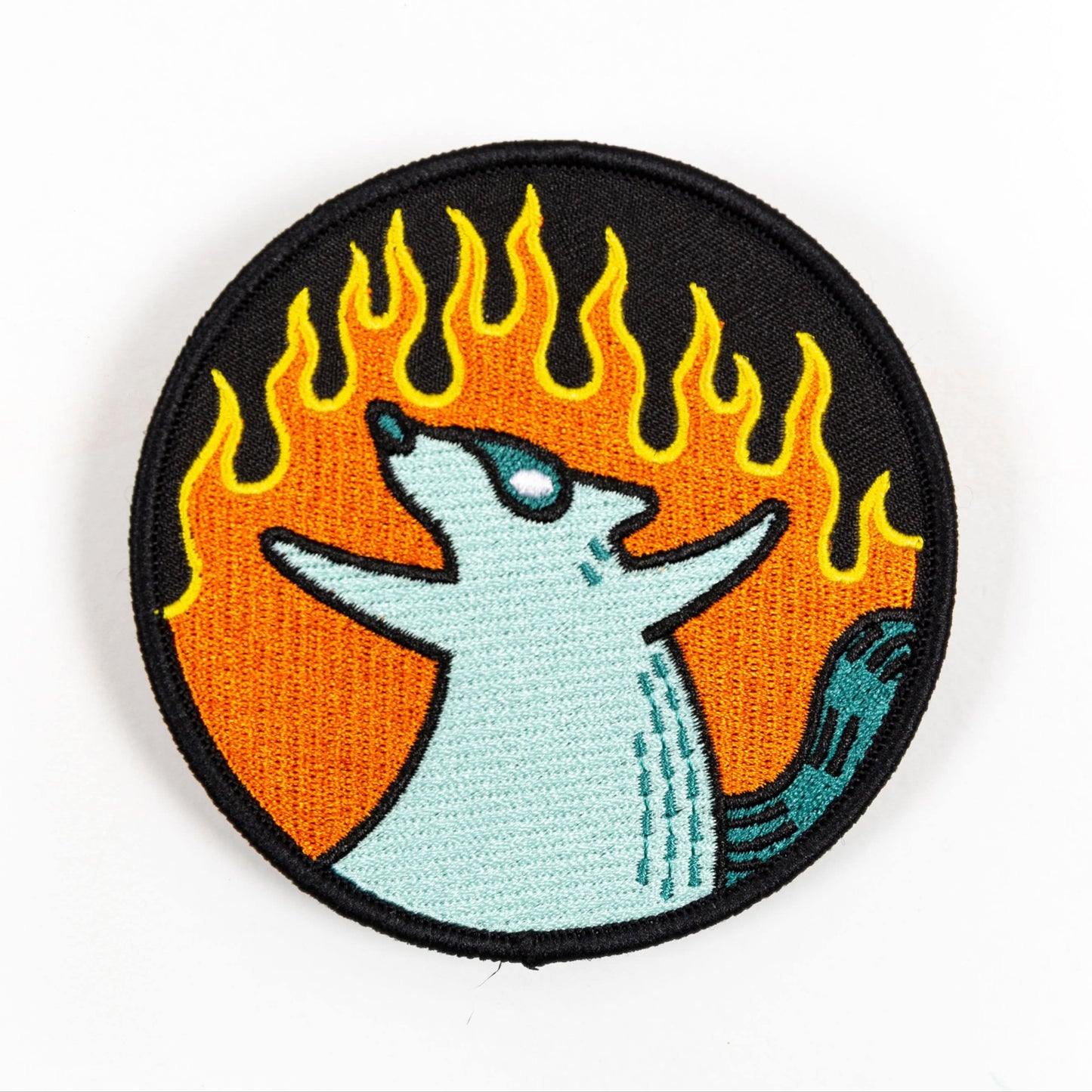 Fire Raccoon Embroidered Patch